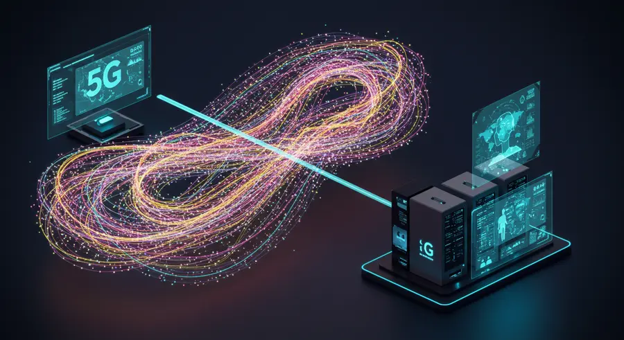 Abstract representation of 5G and Edge Computing enhancing Spatial Computing